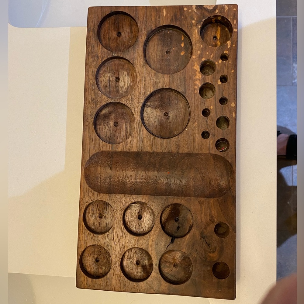 Black walnut make up organizer.